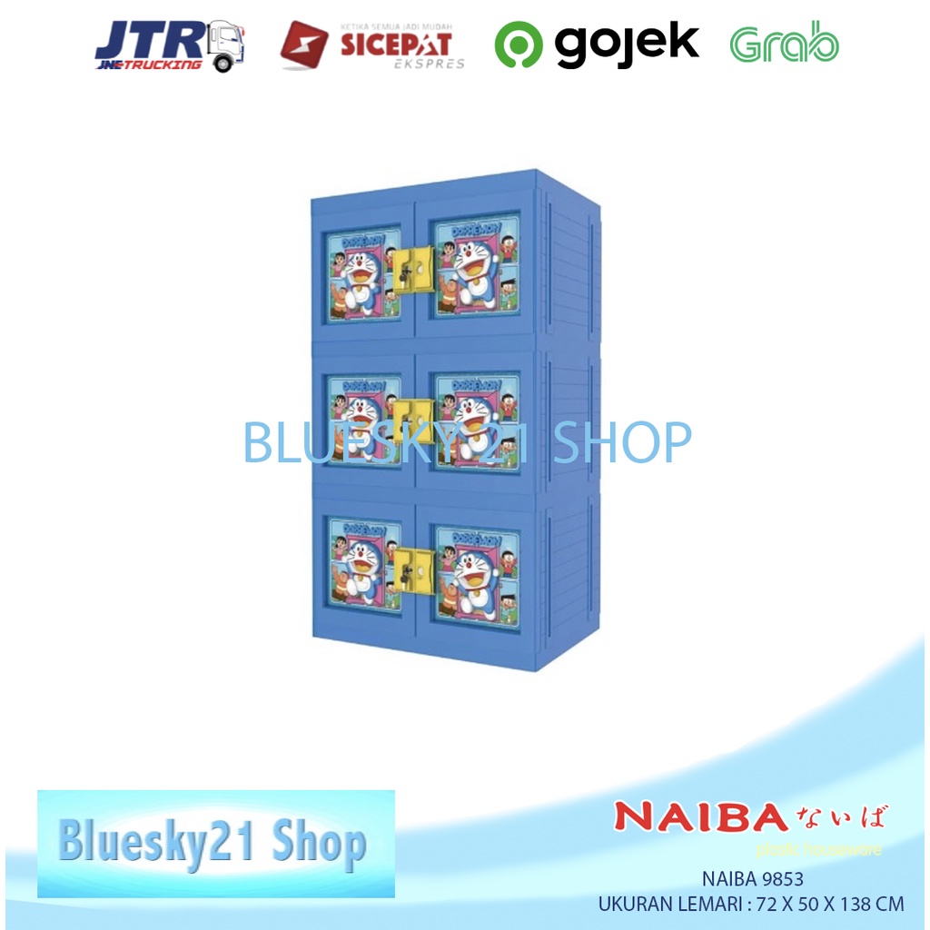 LEMARI PLASTIK ANAK NAIBA 3D TIMBUL 4 SUSUN DORAEMON, SPDERMAN, HELLO KITTY DENGAN KUNCI - 9853