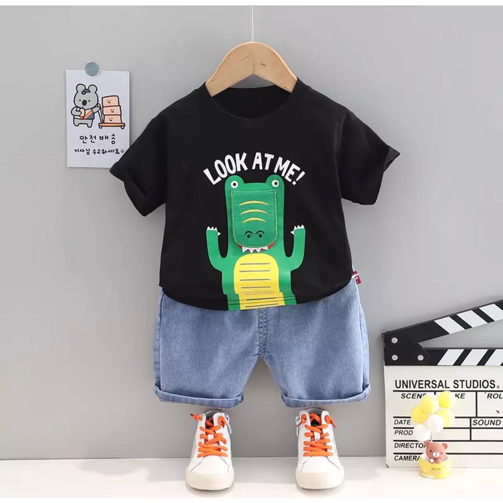 PROMO-SETELAN ANAK PAKAIAN ANAK 1-5 TAHUN SETELAN ANAK LAKI LAKI FASHION ANAK LAKI LAKI SETELAN BAJU KAOS ANAK CELANA DENIM  FASHION BAYI &amp; ANAK TERBARU  SETELAN ANAK KEKINIAN SETELAN CROCO LOOK DENIM