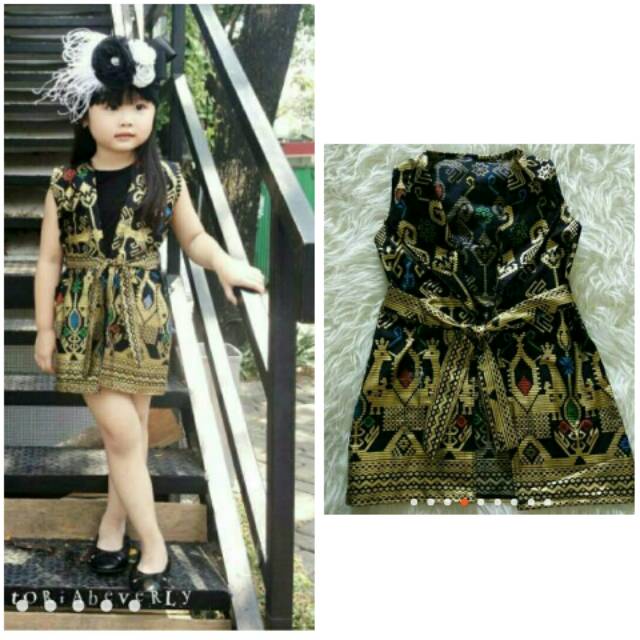 Outer anak perempuan, vest batik songket, modern outer baju perempuan, dress elegan mewah