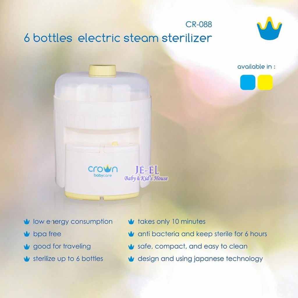 Crown Babycare 6 Bottles Electric Steam Sterilizer CR-088 / Pensteril Botol Bayi CR - 088