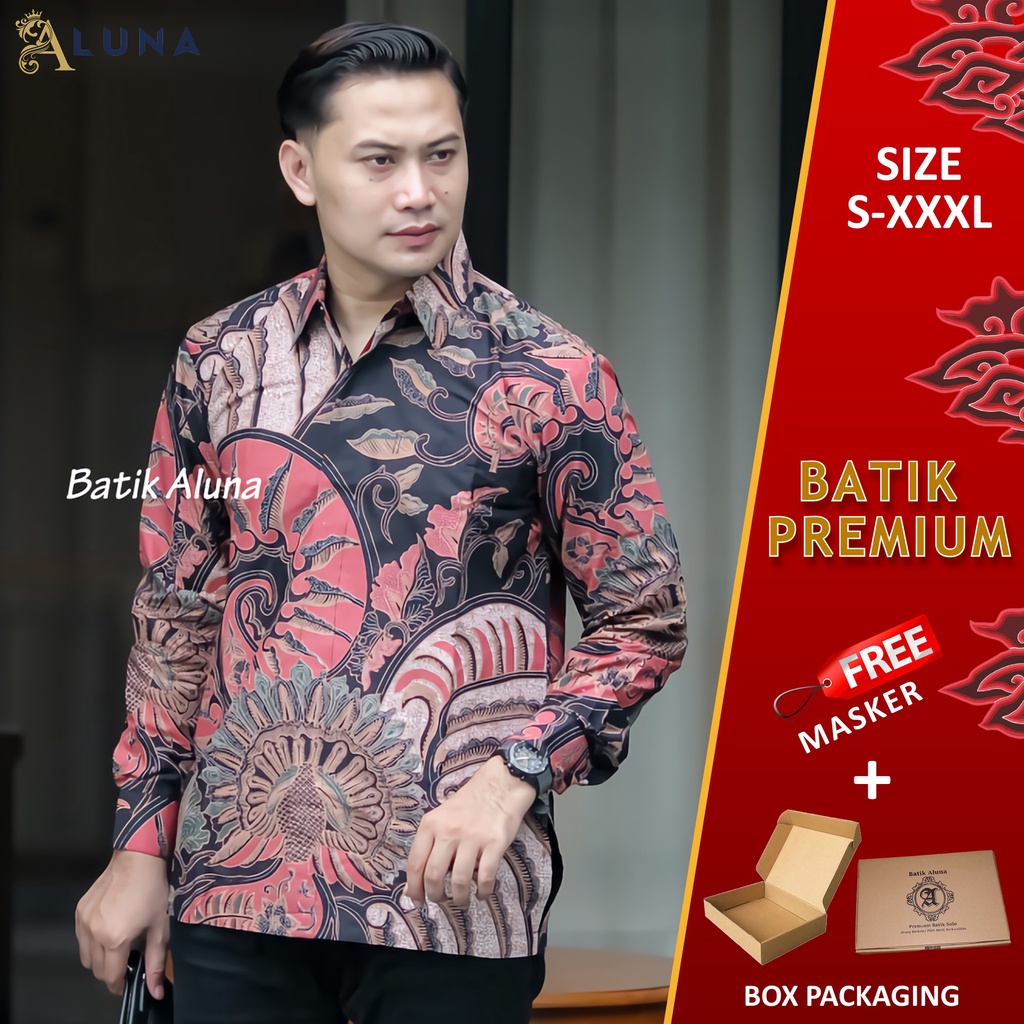 KEMEJA BATIK PRIA LENGAN PANJANG PREMIUM REGULAR MODERN BATIK ALUNA PCW 004