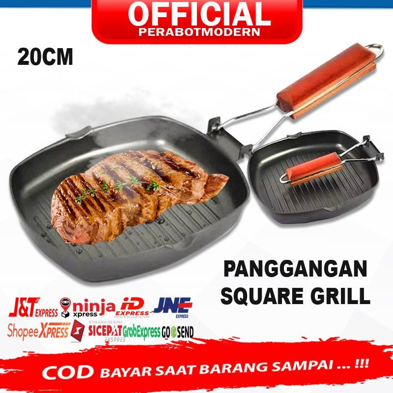 Tempat Pemanggang Daging BBQ Grill Pan Anti Lengket 32 cm / Ultra Grill Pan Roasted 32 cm / Square Grill Pan 20Cm / Panggangan Portable / Batu Bakar Granito