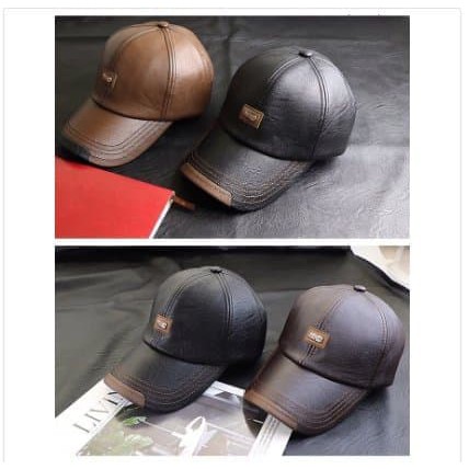 LG TOPI KULIT ASLI PRIA POLOS TOPI BASEBALL CAPS IMPORT CUSTOM COWOK