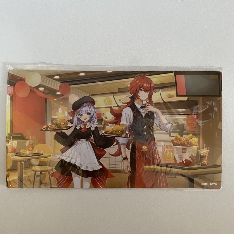 official collab with kfc china diluc noelle postcard