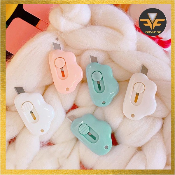 Pisau Cutter Pemotong Kertas Mini Motif Awan Cloud Cutter Pemotong Kertas Mini portable Travel Cutter