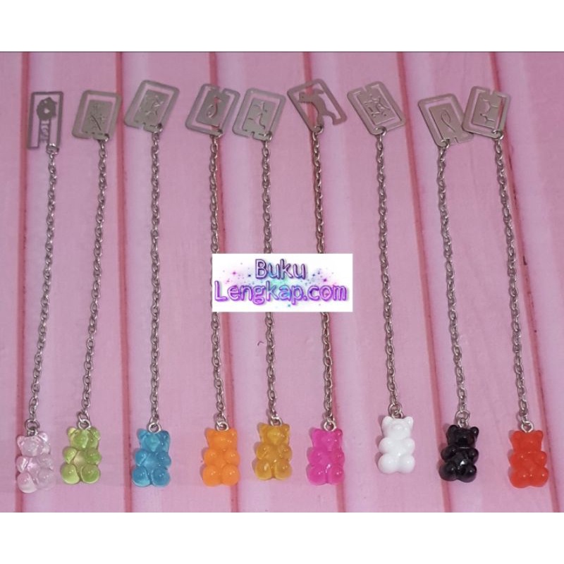 

Pembatas Buku rantai / bookmark beruang / bear Bahan resin + metal Untuk Sekolah / Kantor 01