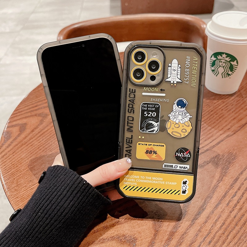 Flip case Desain Roket Luar Angkasa Untuk iphone 13 pro max 11 12 7 8 plus se2