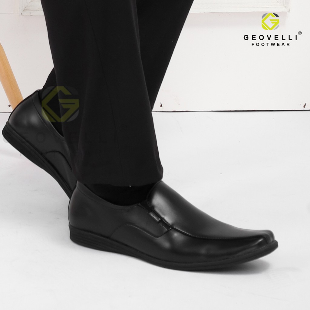 SEPATU PRIA PANTOPEL FORMAL HITAM ELASTIC KERJA KANTOR SANTAI FORMAL