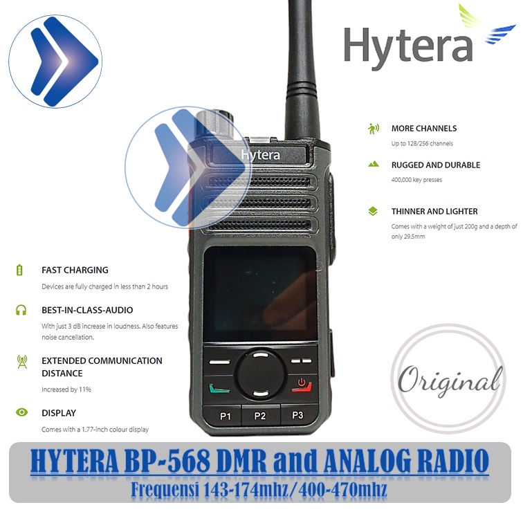 HT HYTERA BP568 DIGITAL ANALOG VHF/UHF DMR and ANALOG RADIO