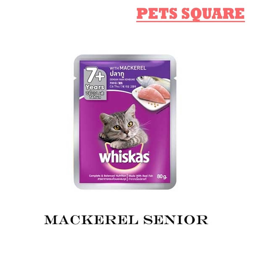 WHISKAS POUCH MACKEREL SENIOR 7+ 80GR