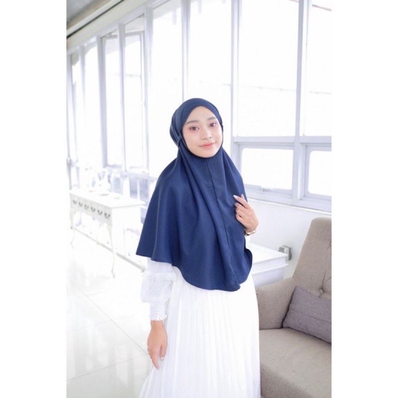 Sovva Label - Bergo Maryam Hijab Instan Tali Bahan Premium Lady Zara-Zara Navy