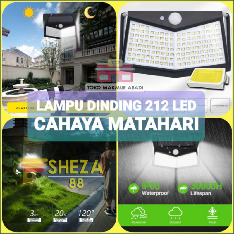 Lampu Taman Dinding 212 Led - 3 Mode Tenaga Surya Dengan Sensor Gerak