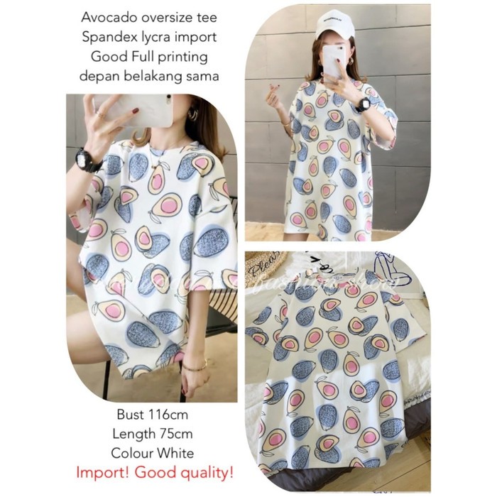 Casual Midi Mini Dress Wanita Korea Bangkok Import Dress Avocado oversize import Putih [Dress  68YBC