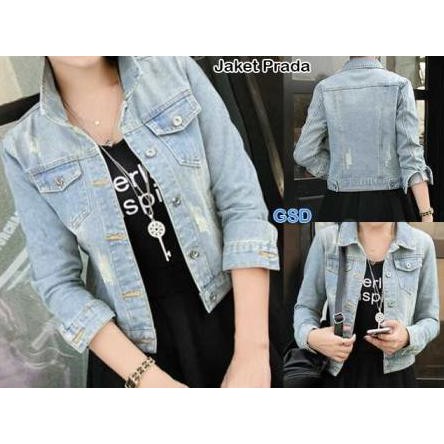 Jaket Prada Muda/Jaket Jeans/Jaket Denim/Jaket Cewek/Jaket Wanita Best Quality