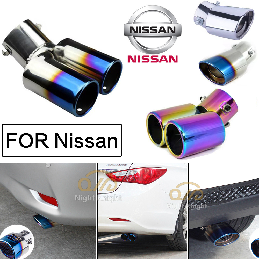 Ujung Knalpot Mobil Muffler Pipa Stainless Steel Chrome Trim Modifikasi Pipa Ekor Knalpot Pipa knalpot roda belakang mobil For Nissan Terra Navara Almera Patrol royale X-Trail Sylphy JUKE Leaf