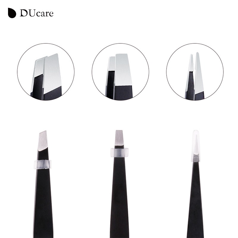 Pinset Perapi Pencabut Alis Tebal Eyebrow Tweezer 3 PCS Premium Case - Black Hitam