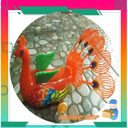 Mainan Tarik Anak Miniatur Burung Merak Plastik Indah Mempesona