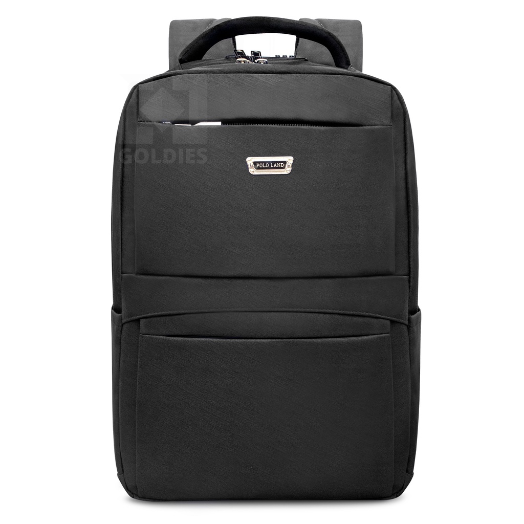 POLO LAND Tas Ransel Pria Tas Laptop Kerja 15 inch Free Kabel USB + Raincover - Goldiesbags