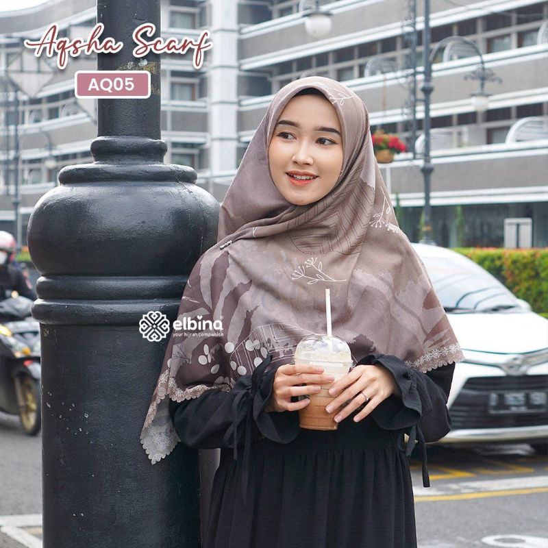 Aqsha Scarf by Elbina Hijab/Jilbab Segi Empat Motif/Khimar Printing
