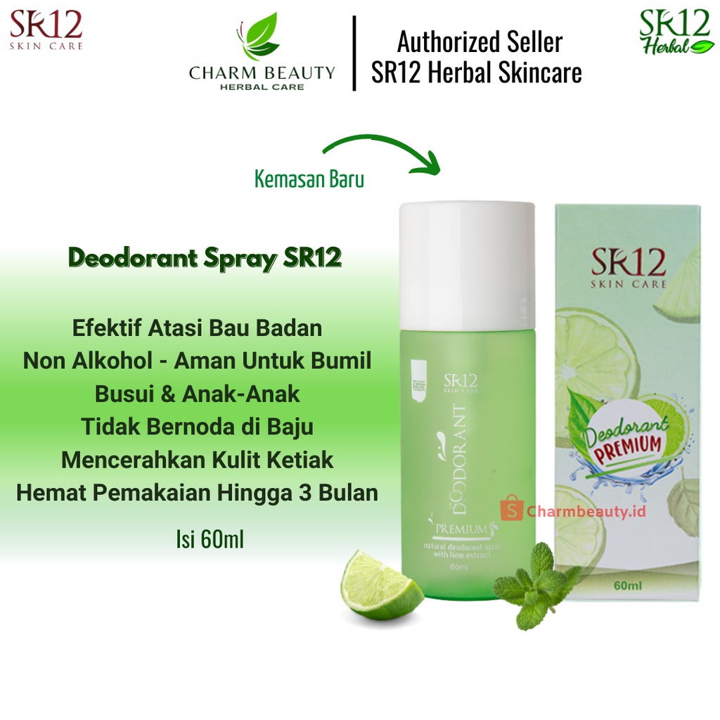 Deodorant Spray SR12 Untuk Bau Badan Anak Remaja Wanita Ibu Hamil Pria Memutihkan Ketiak Hitam Keringat Berlebih Basah Tawas BPOM Ori Herbal