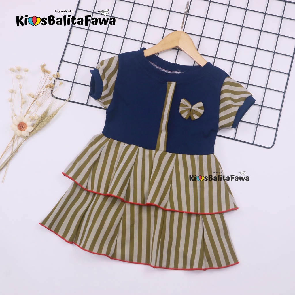 Dress Emma Lengan uk 1-4 Tahun - Dres Anak Perempuan Lengan Pita Baju Harian Cewek Pesta Murah