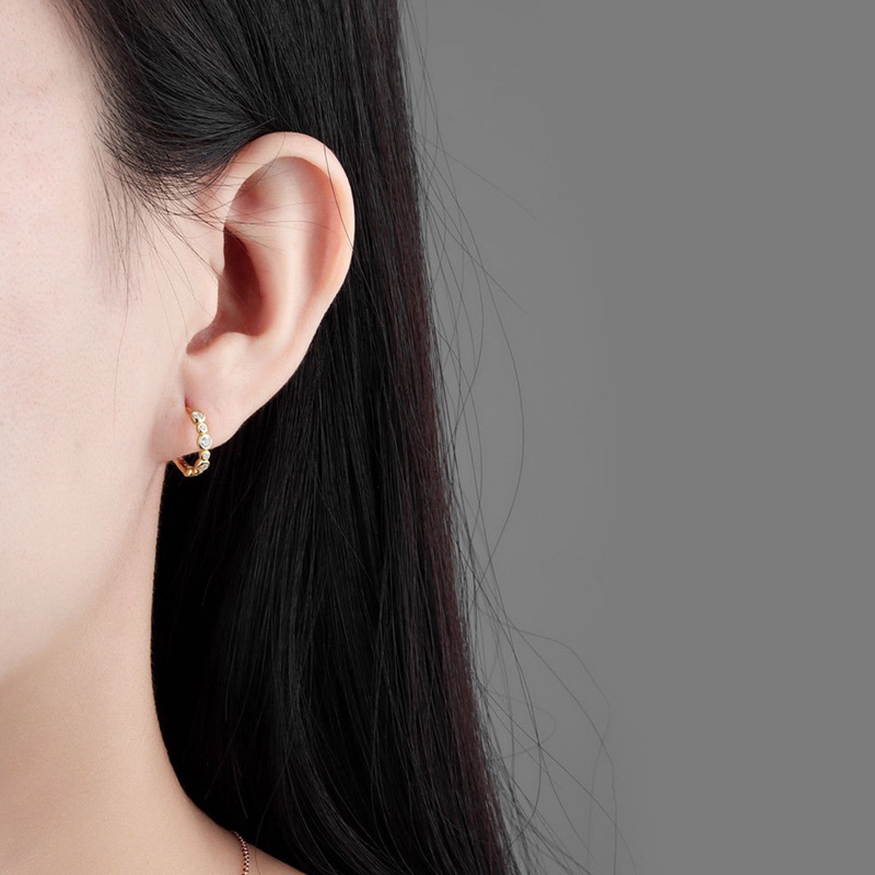 Anting Bulat Hias Zircon Gaya Korea Untuk Wanita