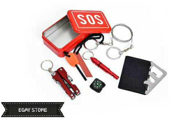 EMERGENCY SOS TOOLS SURVIVAL KIT OUTDOOR CAMPING HIKING / PERALATAN SURVIVAL  ALAT KESELAMATAN DIRI