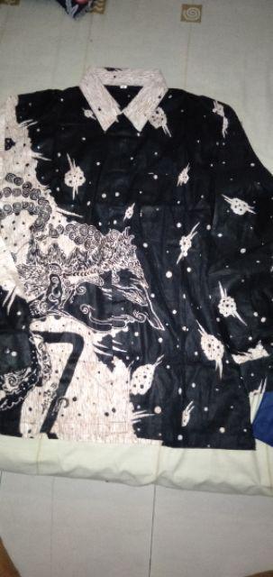 Kemeja Batik Pria Lengan Panjang Hitam Manis M L Xl Xxl