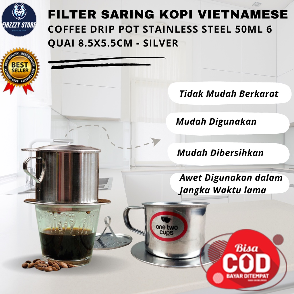 OneTwoCups Filter Saring Kopi Vietnamese Coffee Drip Pot Stainless