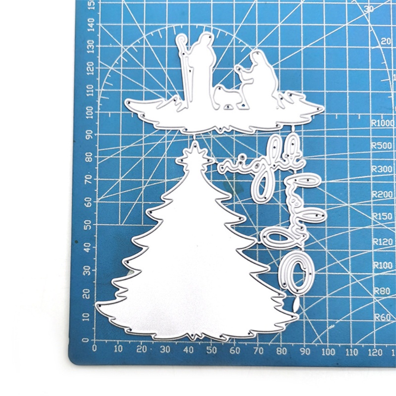 Cetakan Stensil Cutting Dies Motif Pohon Natal Bahan Metal Untuk Scrapbook / Craft Diy