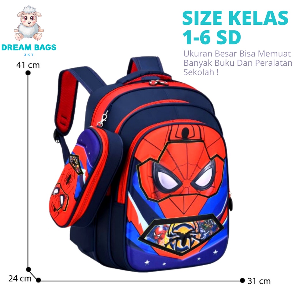 Dream Bags Tas Sekolah Karakter Superhero DB 1651 Size SD Tas Anak Import