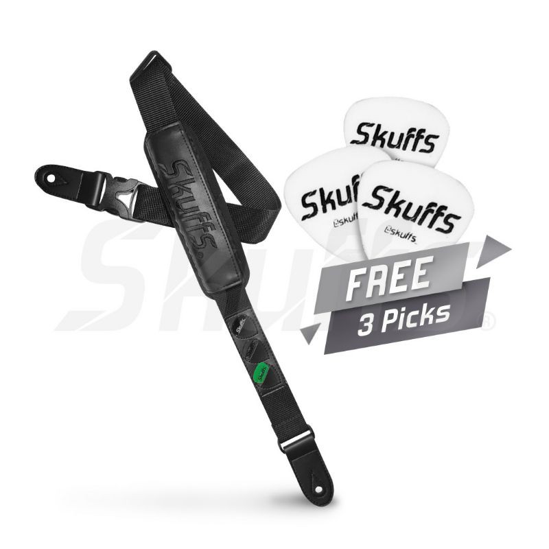 strap gitar akustik gitar elektrik bass premium dengan pick holder pick gitar skuffs