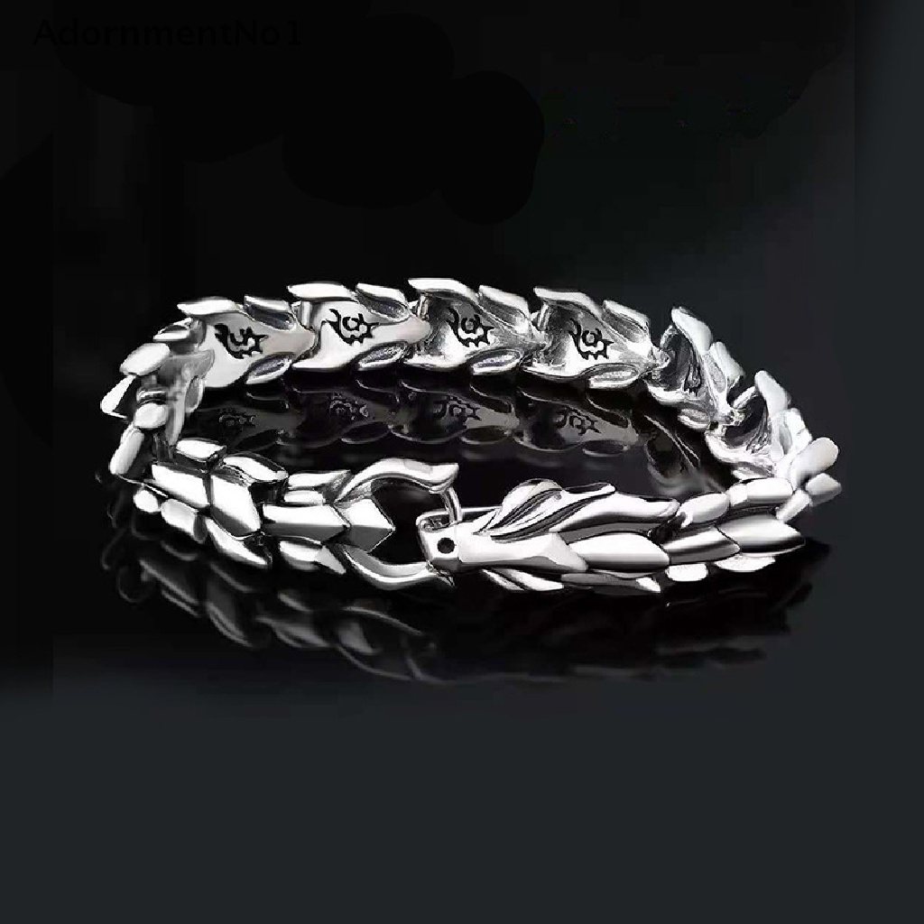 (AdornmentNo1) Gelang Tangan Rantai Stainless Steel Gaya Punk Vintage Untuk Pria