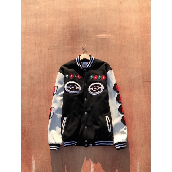 BAPE VARSITY MIX LEATHER JACKET