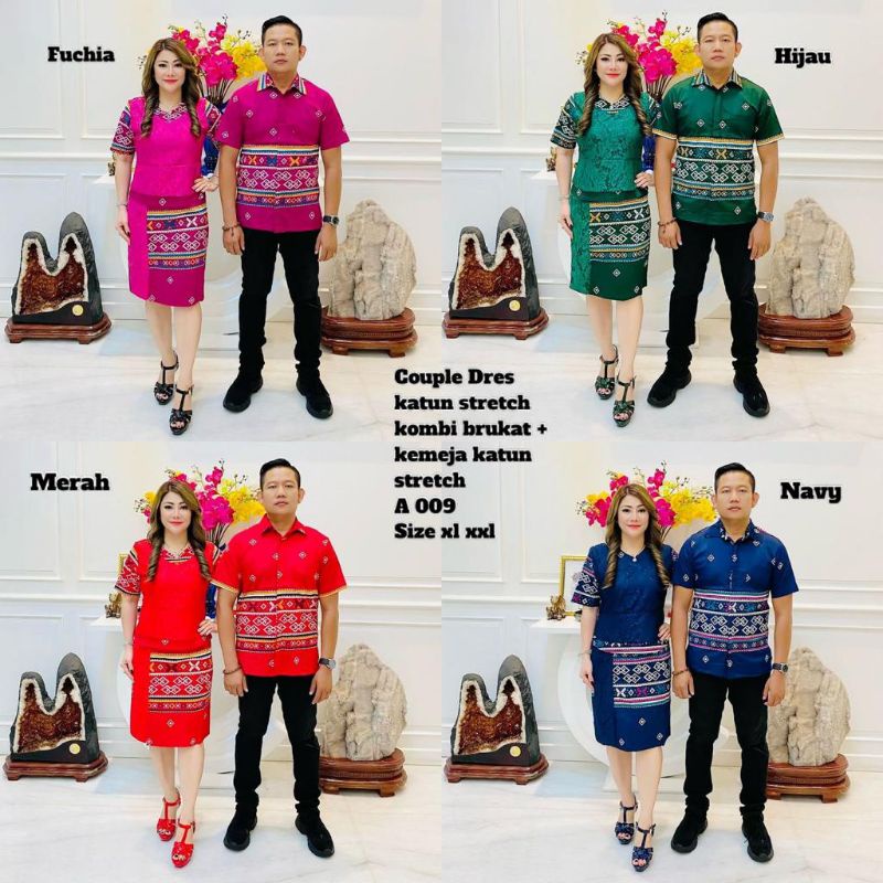 couple dress katun Stretch Kombi brukat & kemeja katun Stretch.kode009