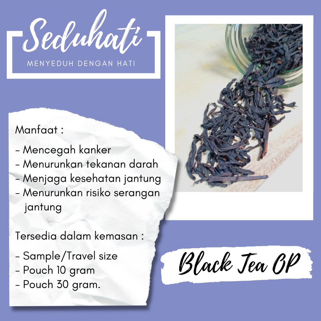 

Seduhati Teh Hitam Orange Pekoe /Black Tea Orange Pekoe – Teh Hitam Premium Herbal/ Tea Tube/ Tea Hampers/ Hampers Unik