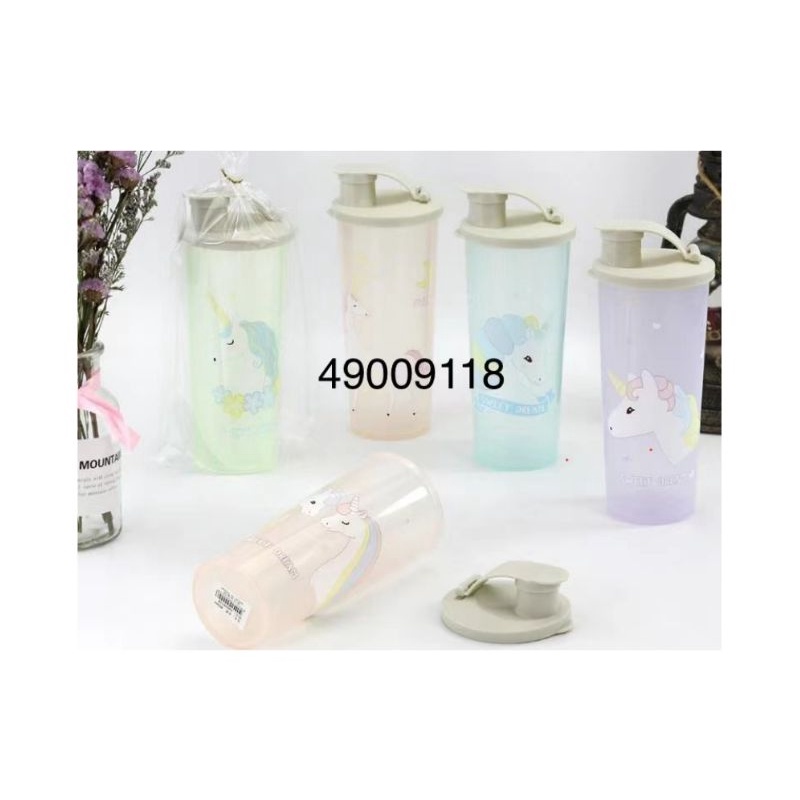 KJ BOTOL MINUM PLASTIK 300ML TUTUP CORONG WATER BOTTLE TUMBLER MOTIF UNICORN X0009