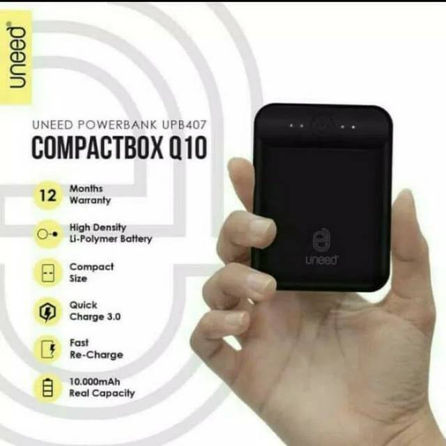 Powerbank ORIGINAL UNEED CompactBox Q10 Quick Charger 3.0