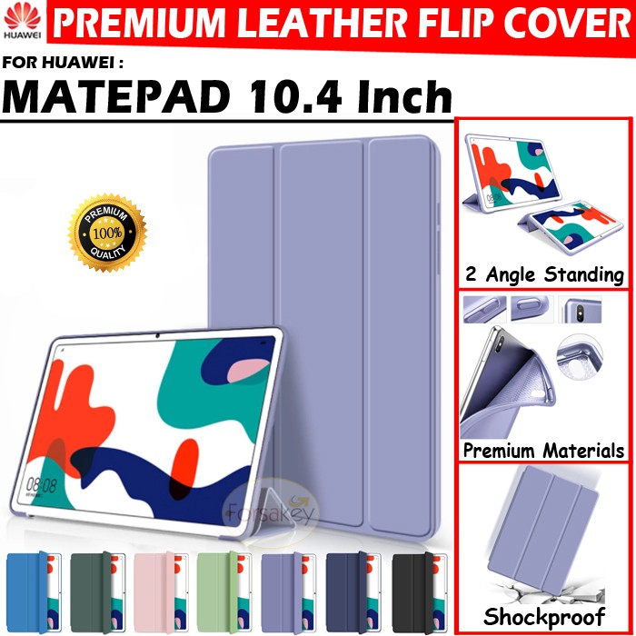 Huawei MatePad Tablet 10.4 10,4 Inch Leather Flip Book Soft Cover Case Casing Sarung Kesing Flipcase