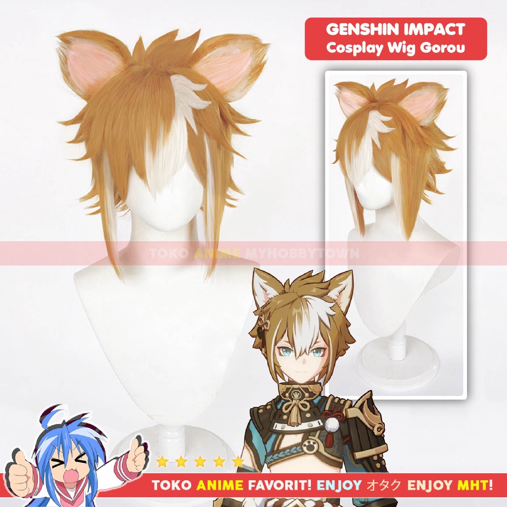 Wig Cosplay Anime Game Genshin Impact : Gorou - Rambut Palsu