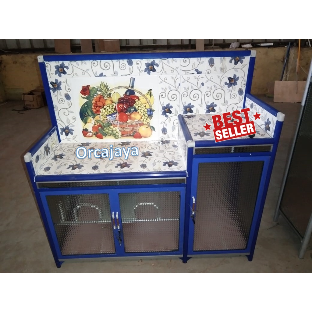 Rak kompor 3 pintu undak CA / Rak kompor Holo / Bawah keramik