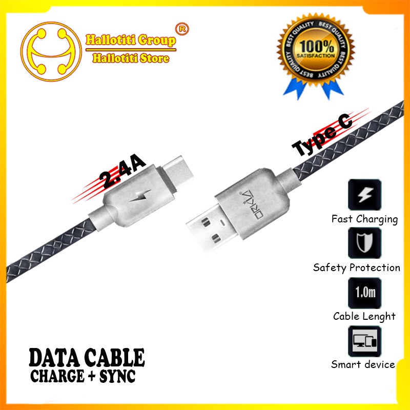 Kabel Data Charger Orkia Powerline+ Type-C 2.4A/1.0m - OG57