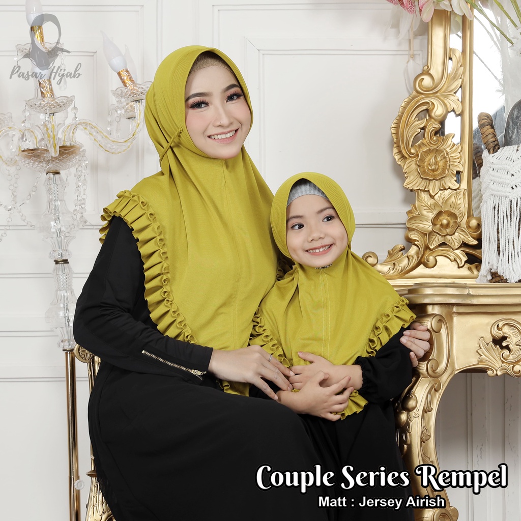 Kerudung Couple Series Ibu dan Anak Hijab Instan Rempel Tali Kepang Jersey Airis Pasar Hija'b