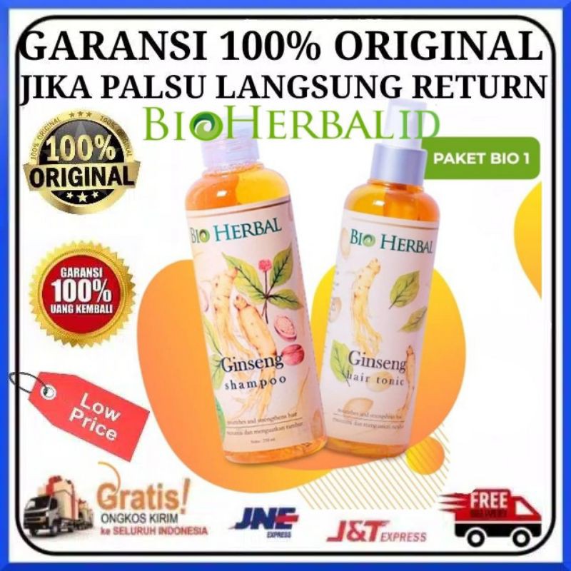 PENUMBUH RAMBUT KEBOTAKAN - PELEBAT RAMBUT - BIO HERBAL GINSENG SHAMPO HAIR TONIC MINYAK KEMIRI