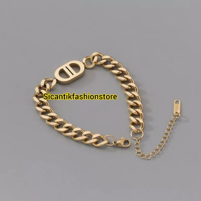 Gelang Titanium Trending Lapis Emas 18K Sisik Naga Vintage Fashion Style Gelang Wanita Gelang CD Titanium Fashion Wanita