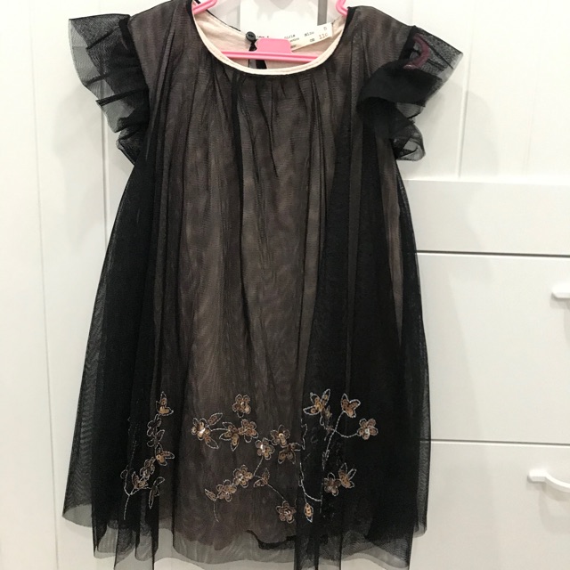 Dress pesta hitam anak Zara original. Panjang 49cm,LD 70cm