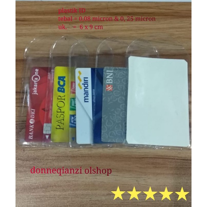 

plastik ID card , plastik nametag, ukuran 6 X 9cm 1pak ( isi 100pcs )