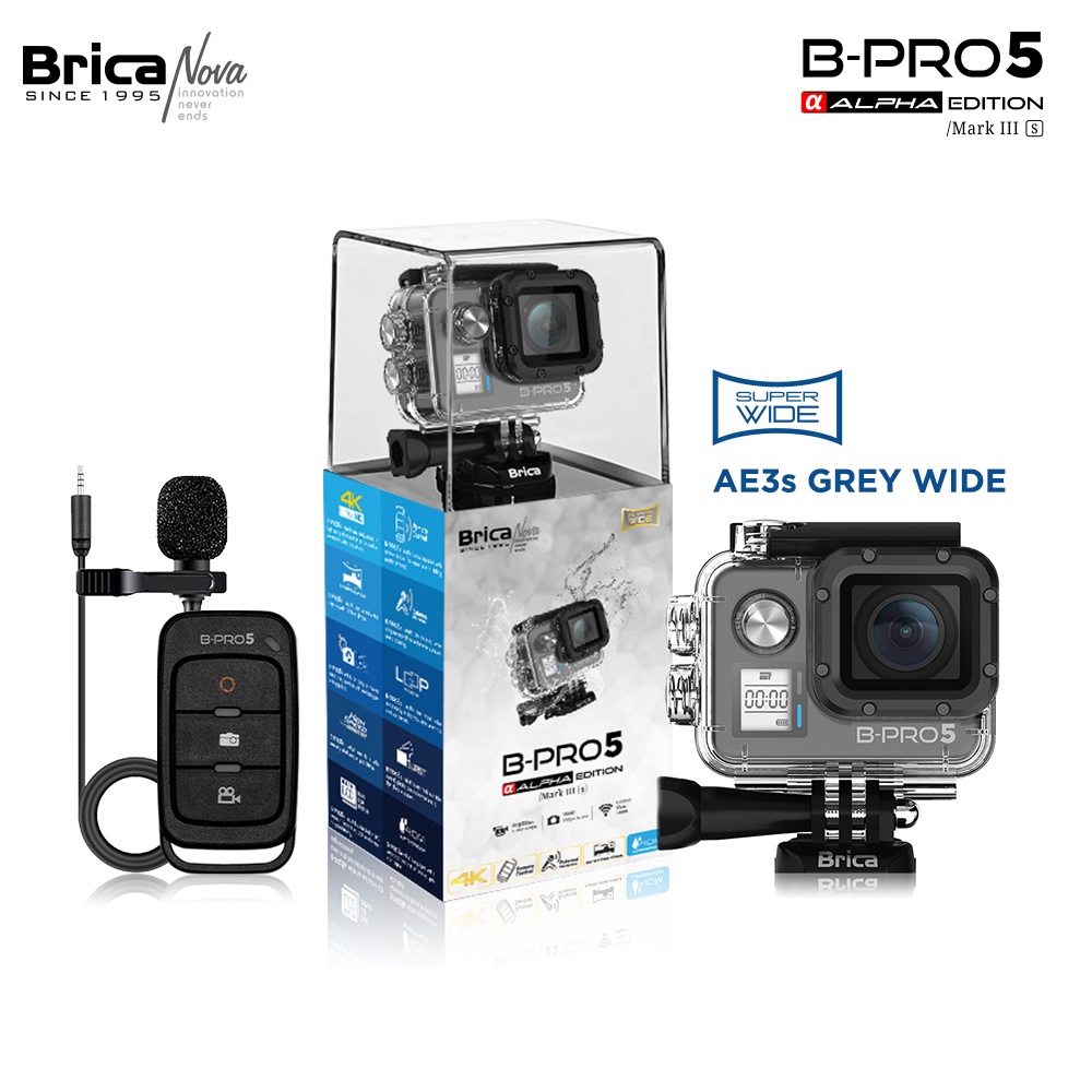 Brica B-Pro 5 Alpha Edition 4K Mark III S (AE3S) 4K Grey - Wide - Free T-Shirt - Action Cam-5