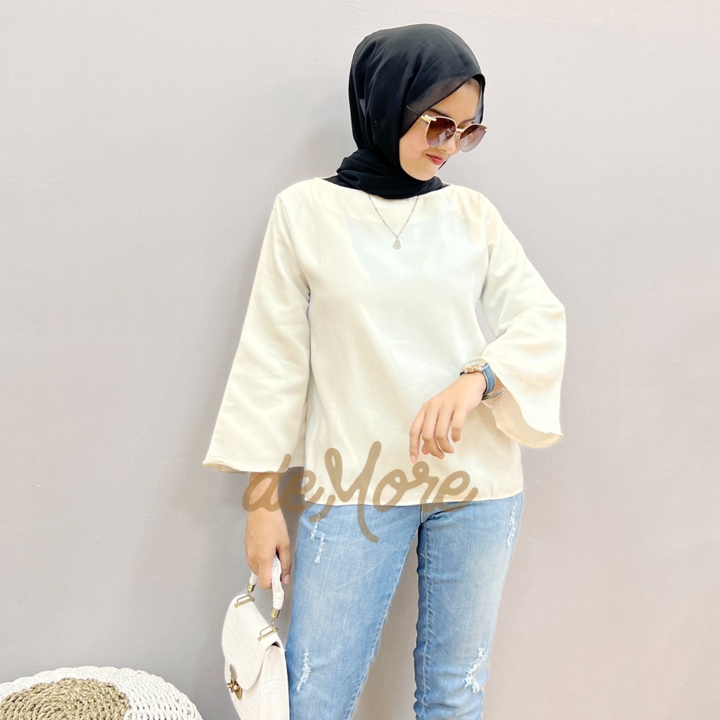 ATASAN WANITA BLOUSE WANITA ZIVA TOP ONECK POLOS DEMORE