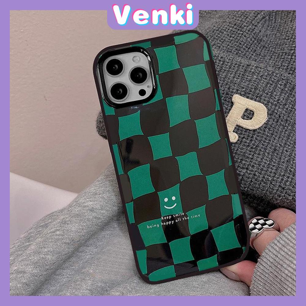 iPhone Case Silicone Soft Case TPU Candy Case Black Glossy Big Hole Camera Protection Shockproof Green Checkered For iPhone 13 Pro Max iPhone 12 Pro Max iPhone 11 Pro Max 7 Plus